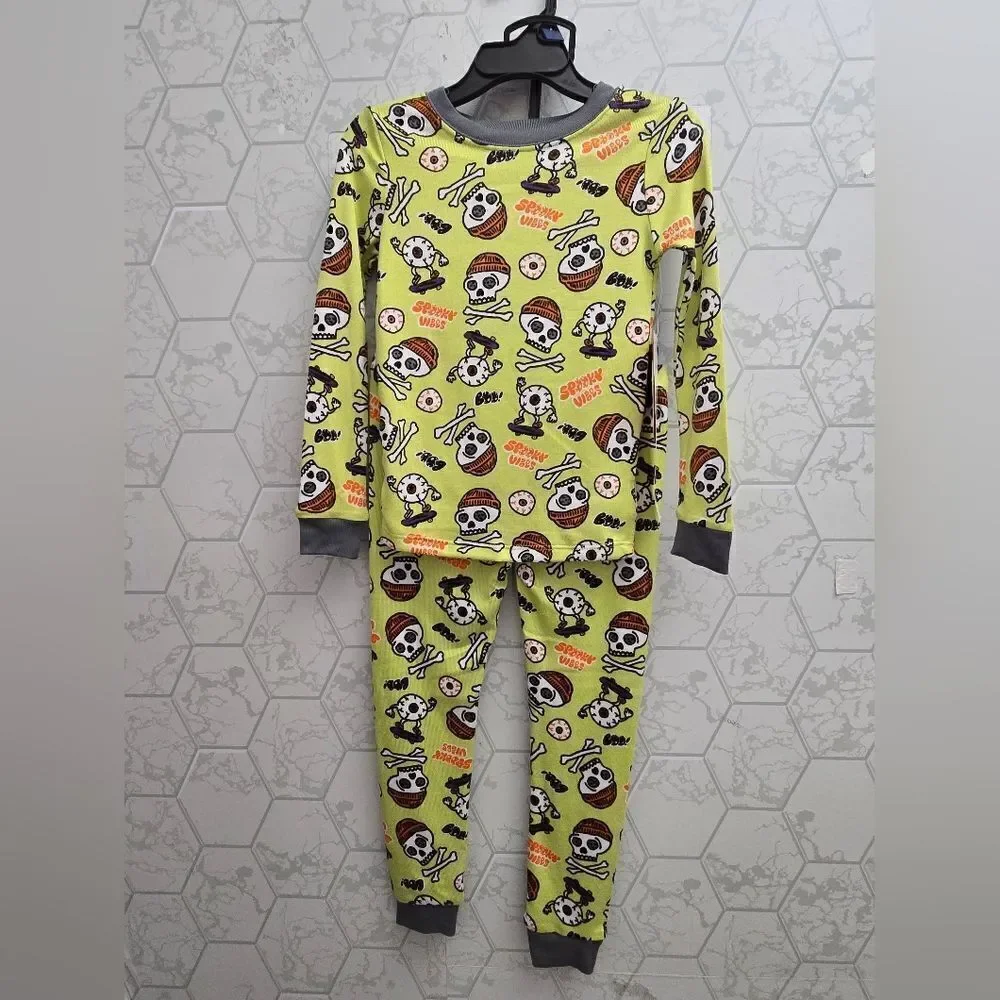 Nwt Wonder Nation Boys Halloween Pirate Skeleton Long Sleeve Pajama Set
